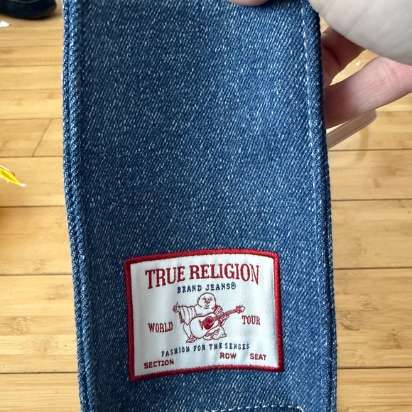 NWT True Religion Quilted Horseshoe Denim Tote Bag - Blue/Tan - Picture 5 of 7